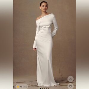 MESHKI Avery Long Sleeve Off Shoulder White Dress